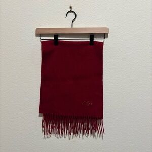 Irelandseye Red Large Wool Scarf with Fringe